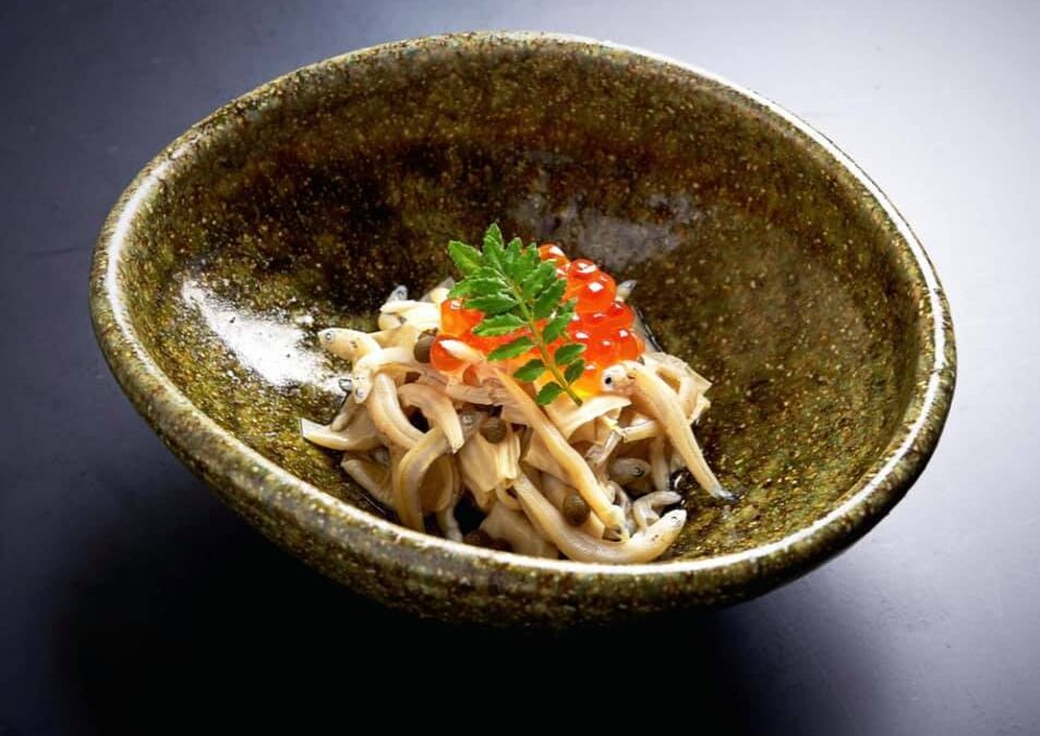 Boiled Beancurd Skin with Whitebait and Japanese Pepper
